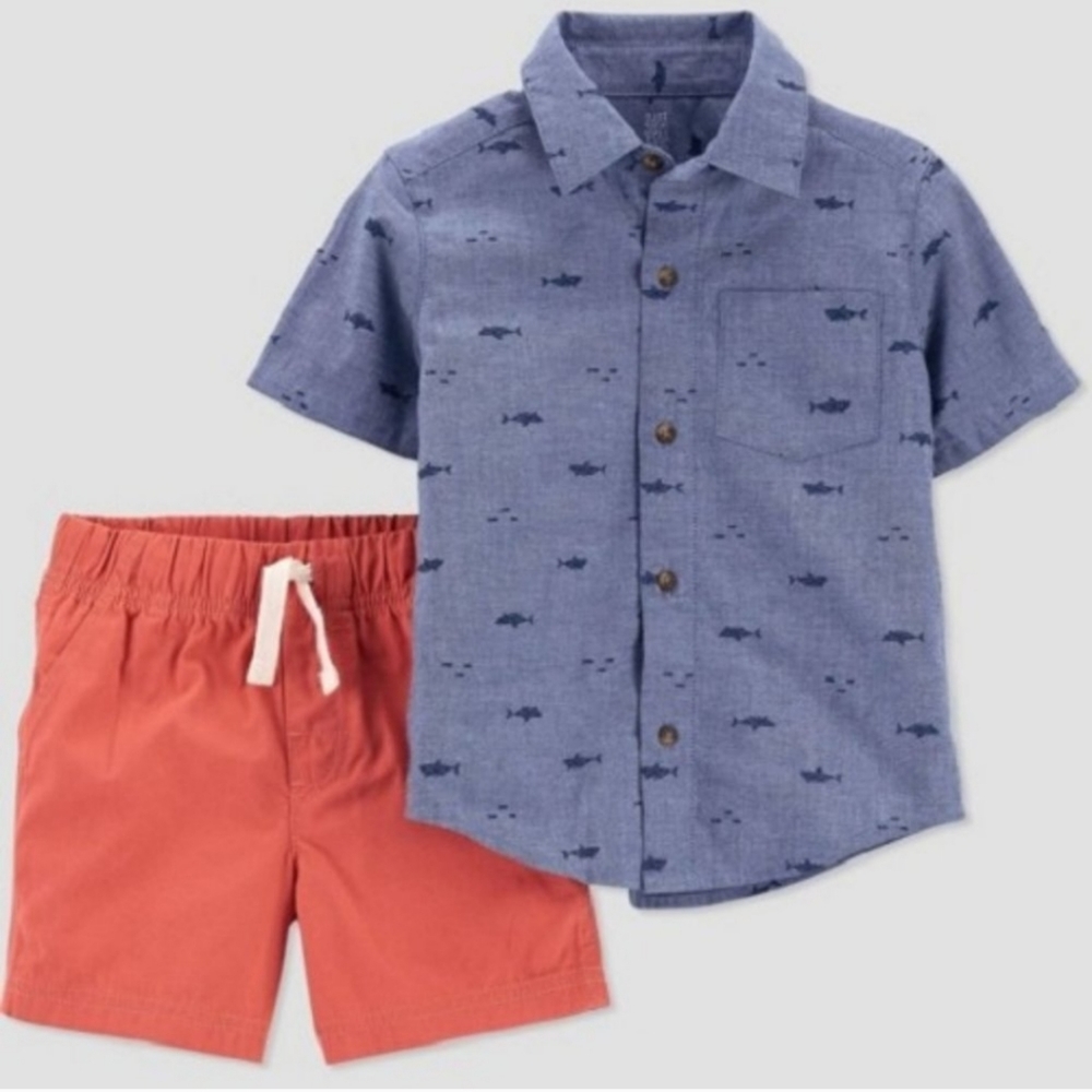 CARTER'S 2 piece Set sz 3t NWT Collared Shirt & Shorts